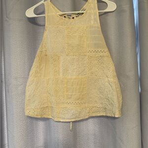 American Eagle Outfitters Cream Eyelet Tank Top